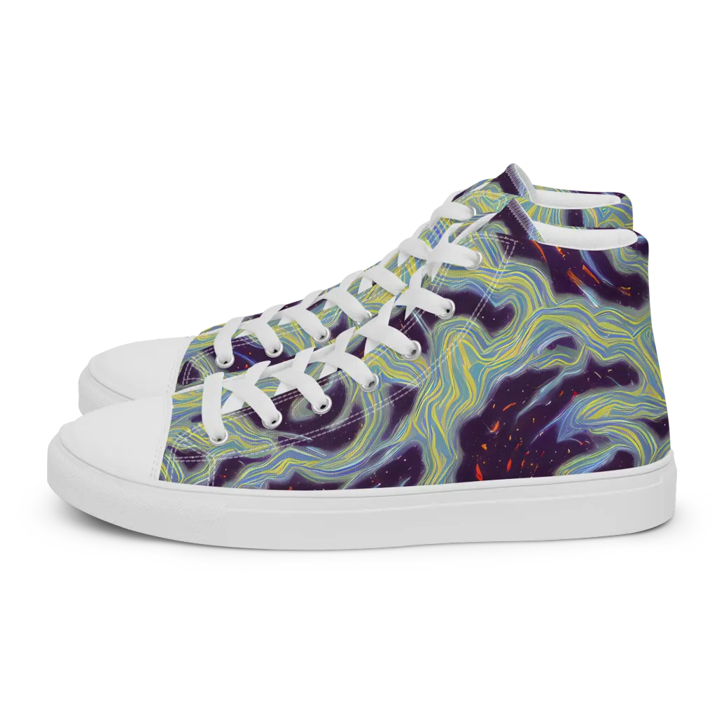 Celestial Tides on Women's High Top Canvas Shoes — Left