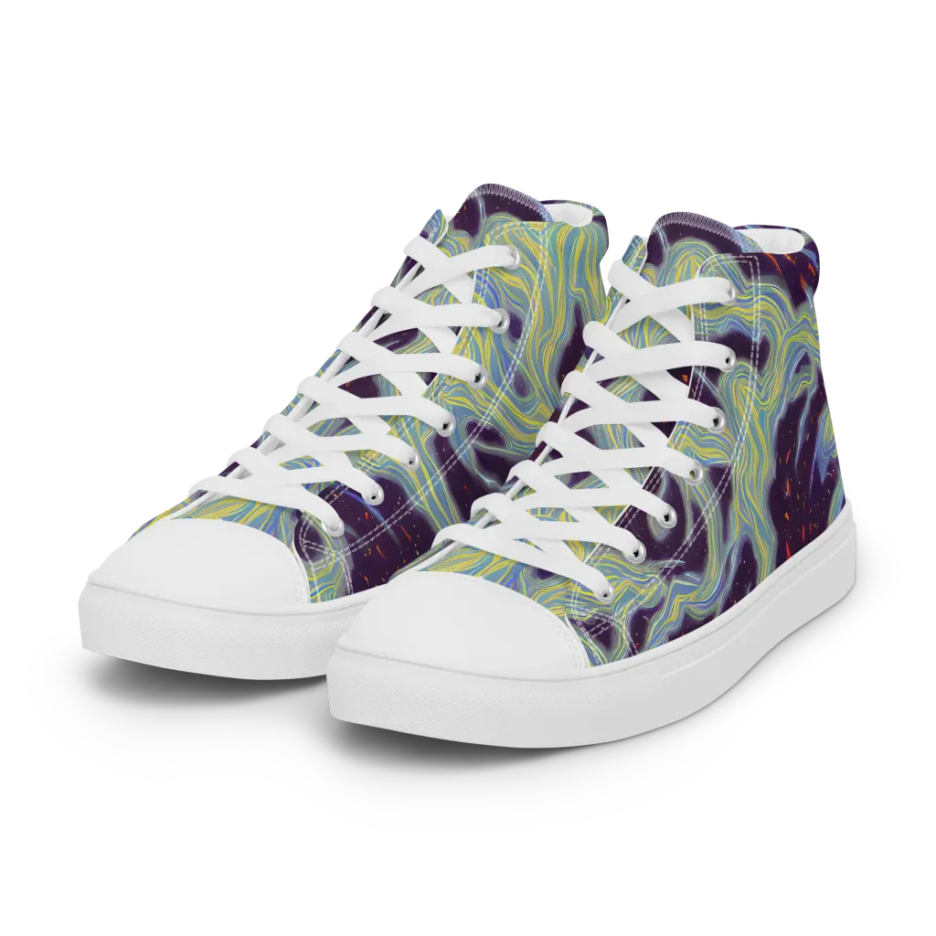 Celestial Tides on Women's High Top Canvas Shoes — Left Front