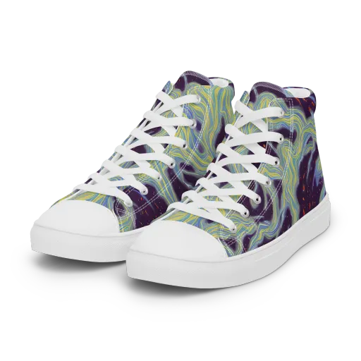 Celestial Tides on a Women's High Top Canvas Shoes
