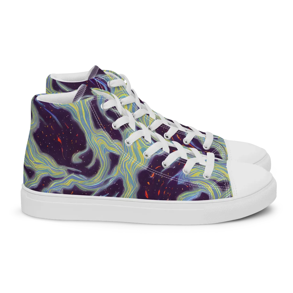 Celestial Tides on Women's High Top Canvas Shoes — Right