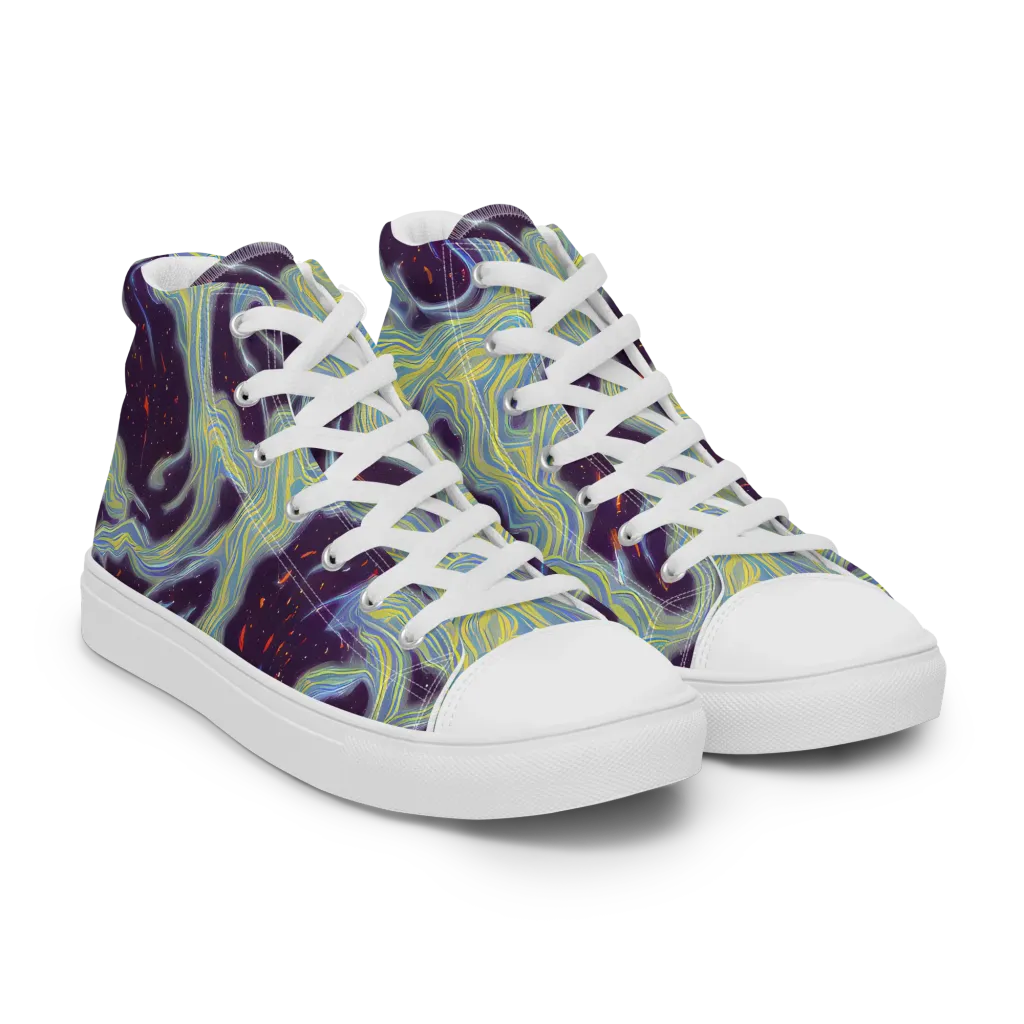 Celestial Tides on Women's High Top Canvas Shoes — Right Front