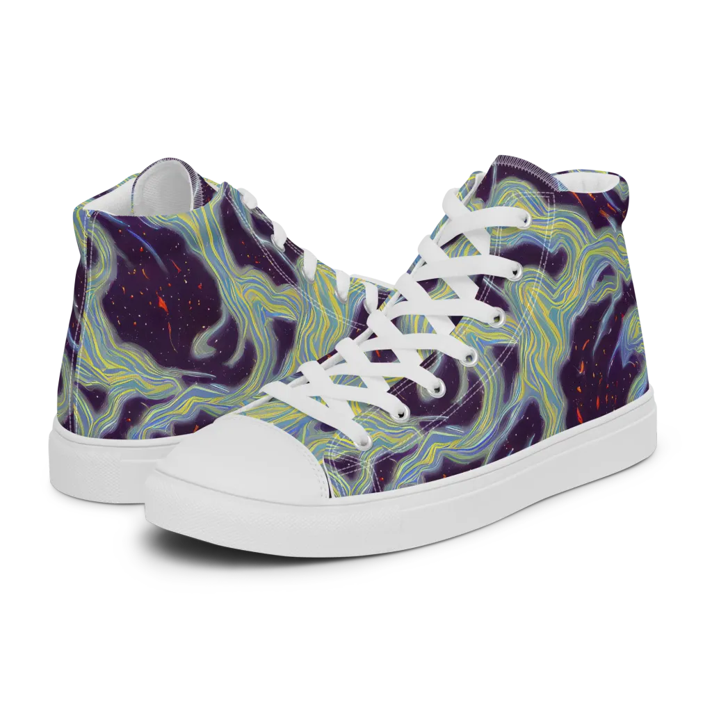 Celestial Tides on Women's High Top Canvas Shoes — Left