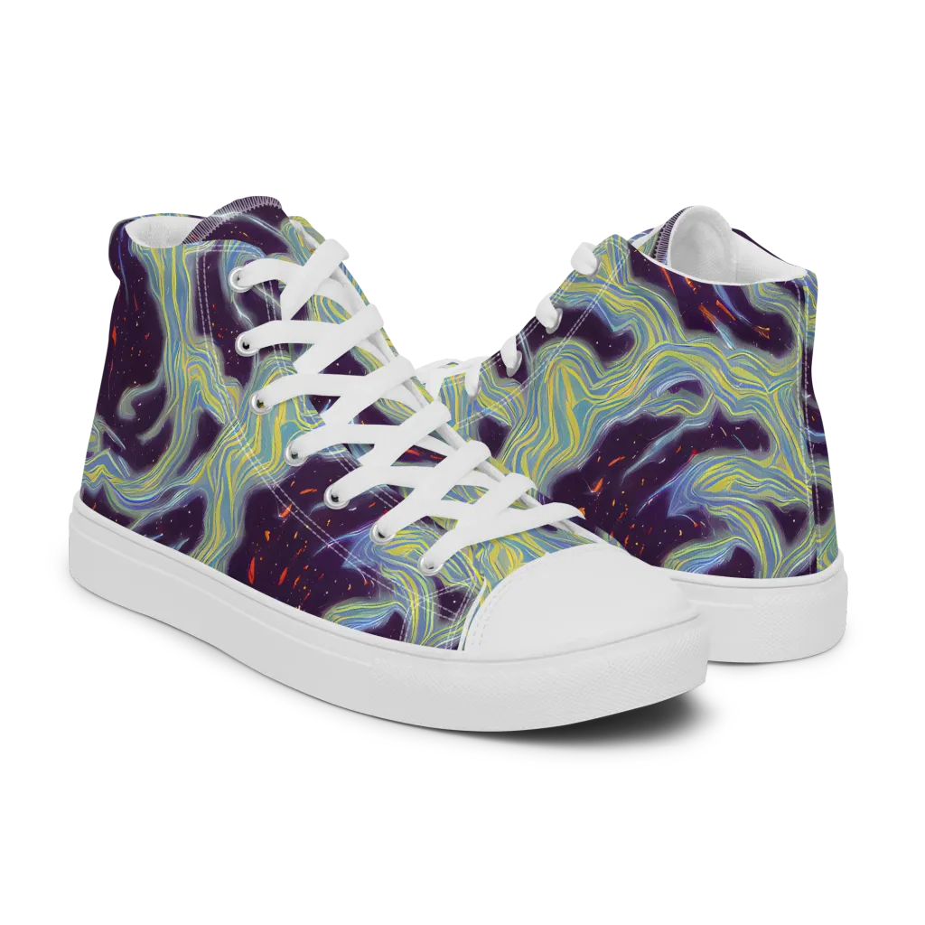 Celestial Tides on Women's High Top Canvas Shoes — Right