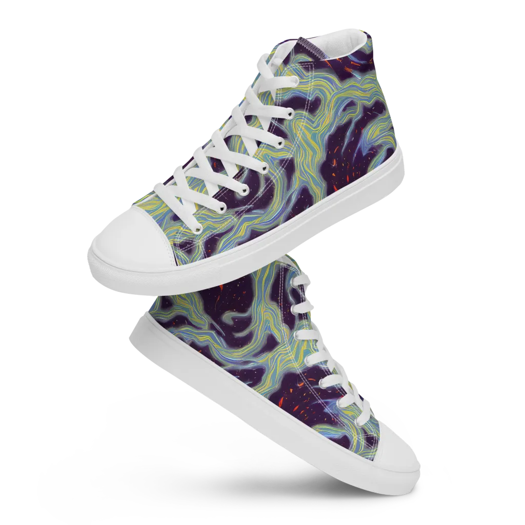 Celestial Tides on Women's High Top Canvas Shoes — Front