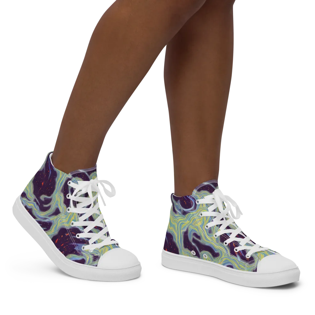 Celestial Tides on Women's High Top Canvas Shoes — Right