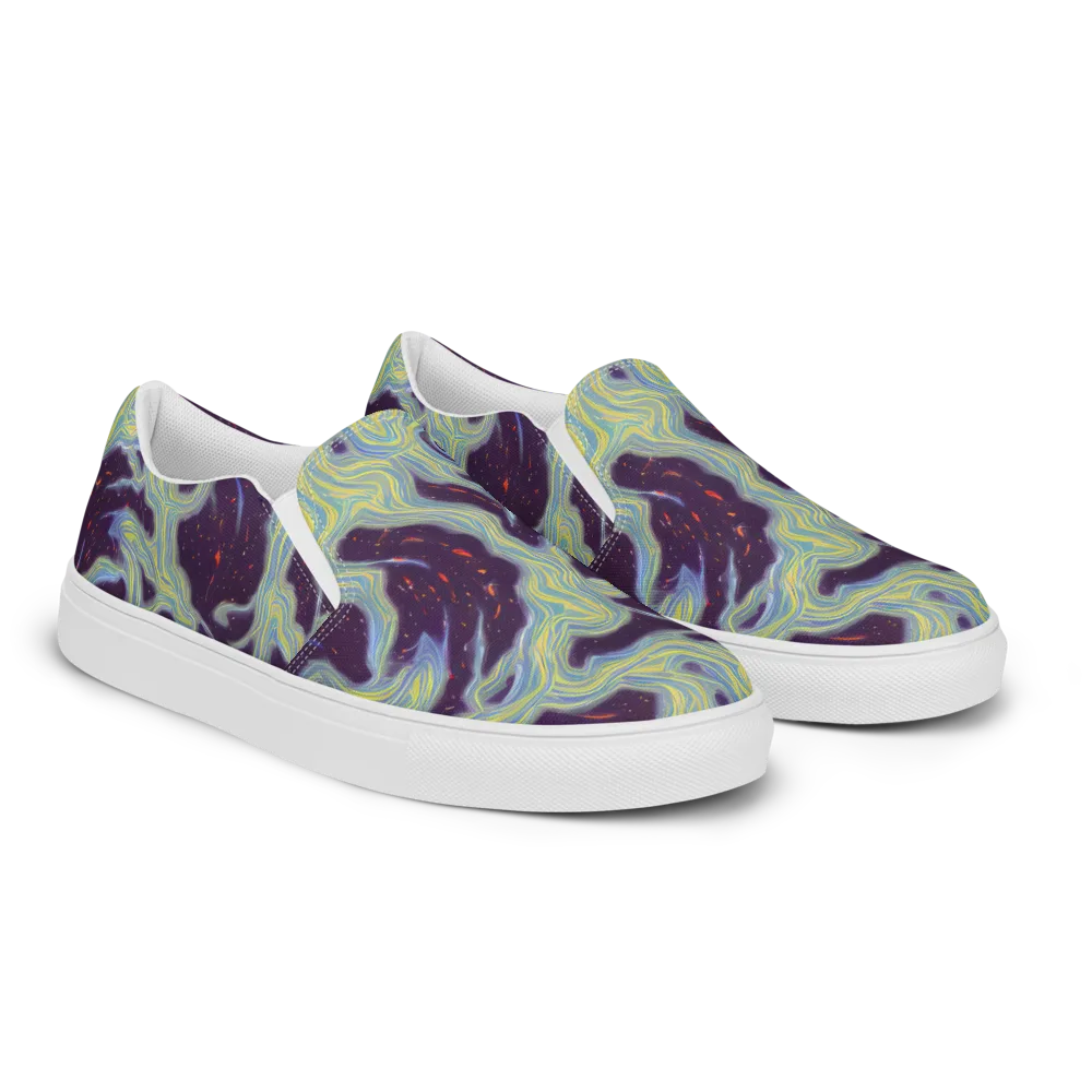 Celestial Tides on Men's Slip-On Canvas Shoes — Right Front
