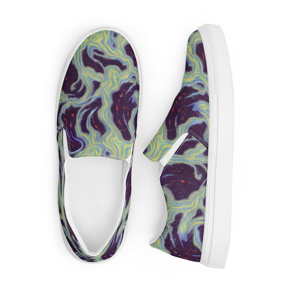 Celestial Tides on Men's Slip-On Canvas Shoes — Front