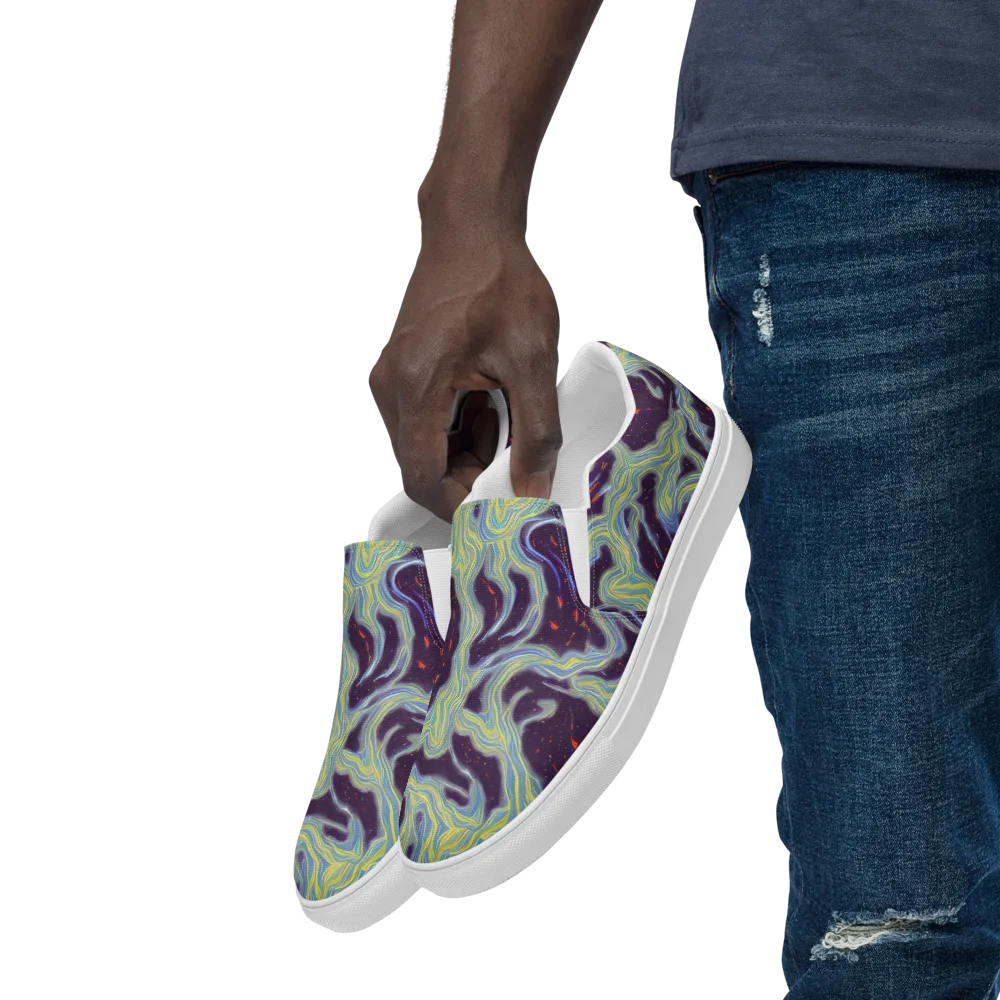 Celestial Tides on Men's Slip-On Canvas Shoes — Left Front