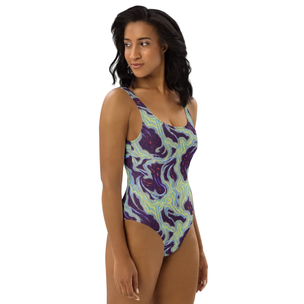 Celestial Tides on One-Piece Swimsuit — Right