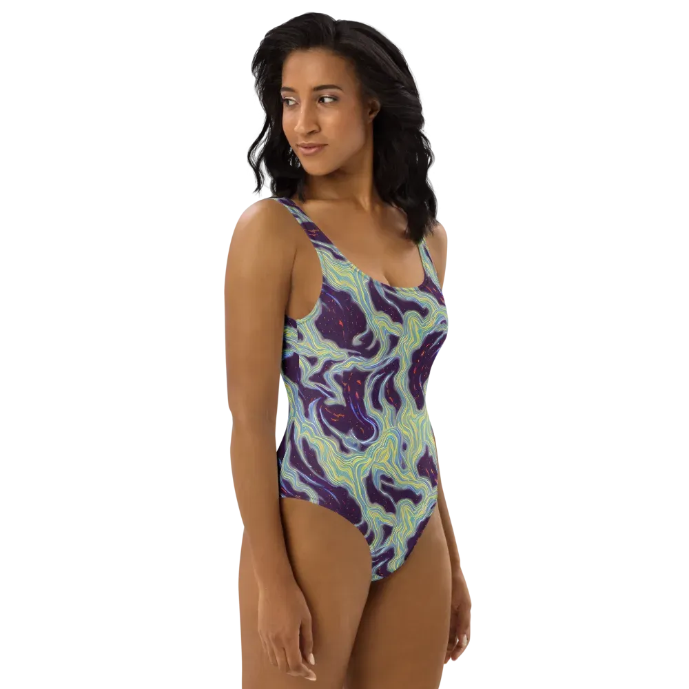 Celestial Tides on One-Piece Swimsuit — Right