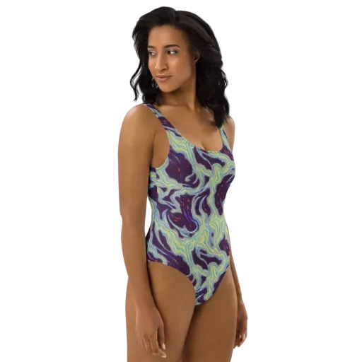 Celestial Tides on a One-Piece Swimsuit