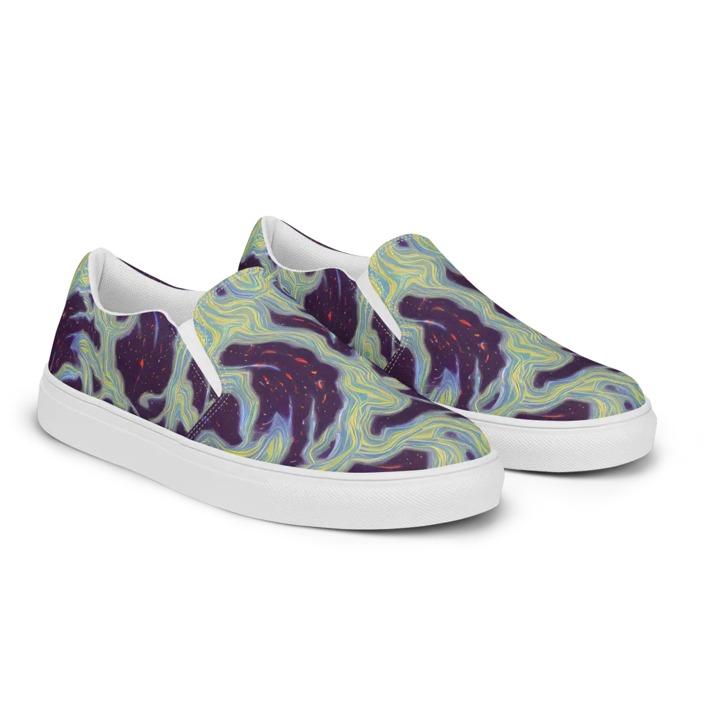Celestial Tides on Women's Slip-On Canvas Shoes — Right Front