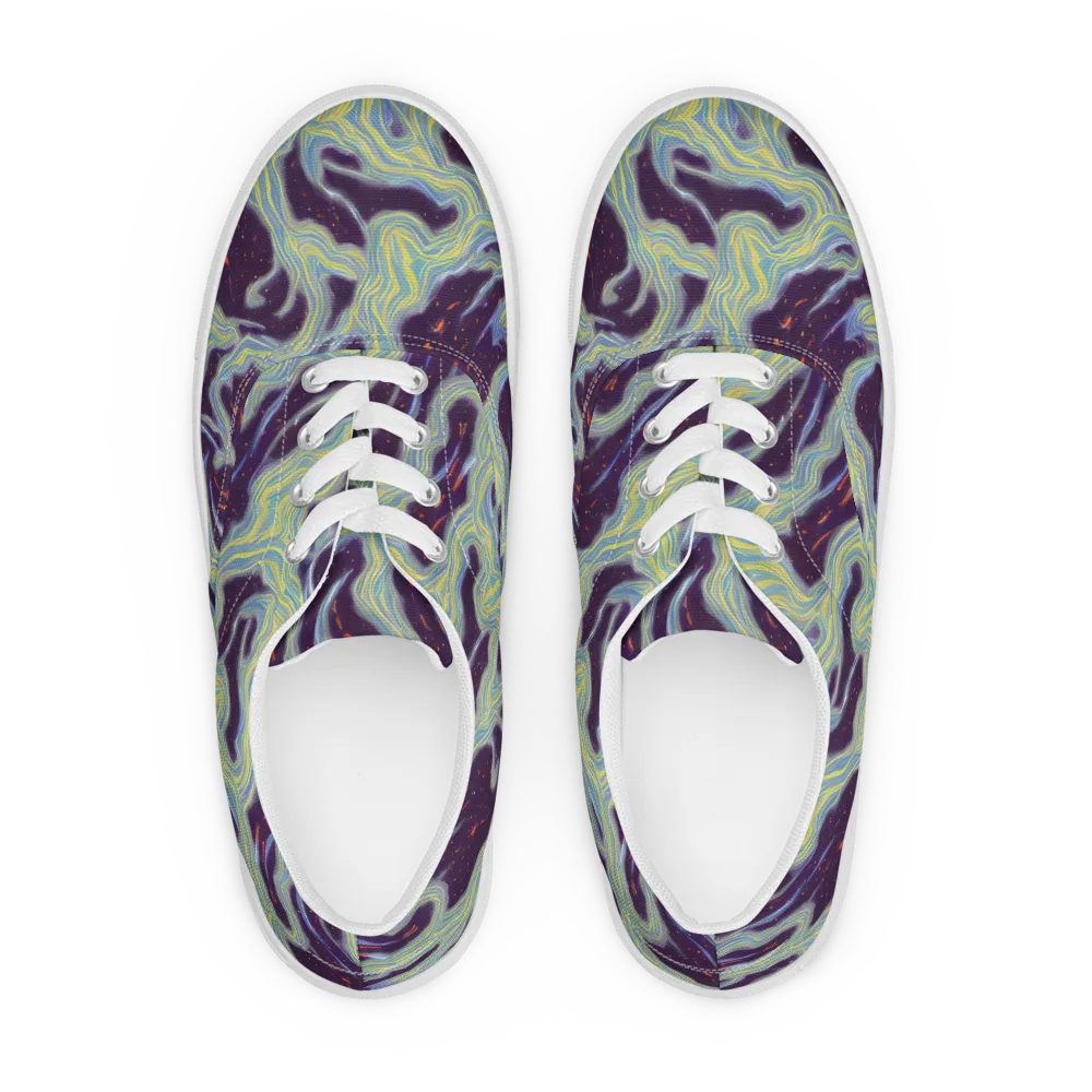 Celestial Tides on Men's Lace-Up Canvas Shoes — Front