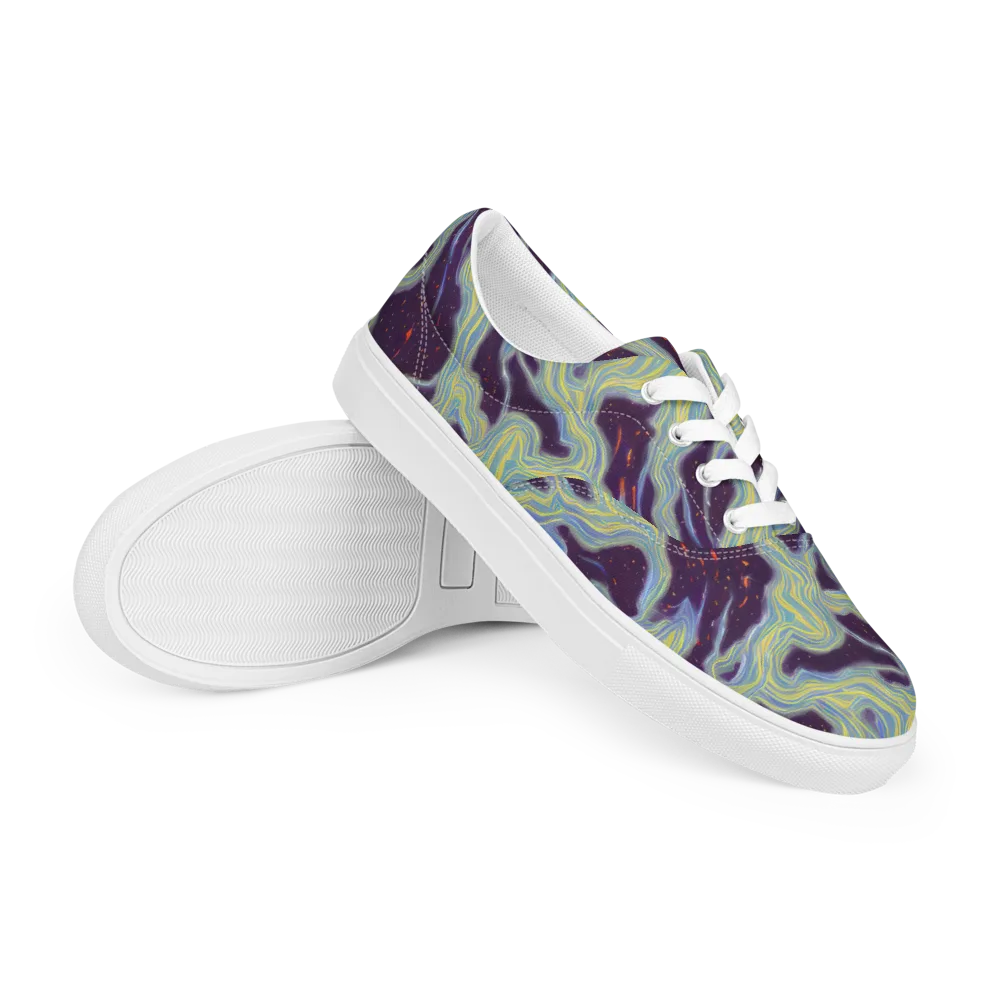 Celestial Tides on Men's Lace-Up Canvas Shoes — Right Front