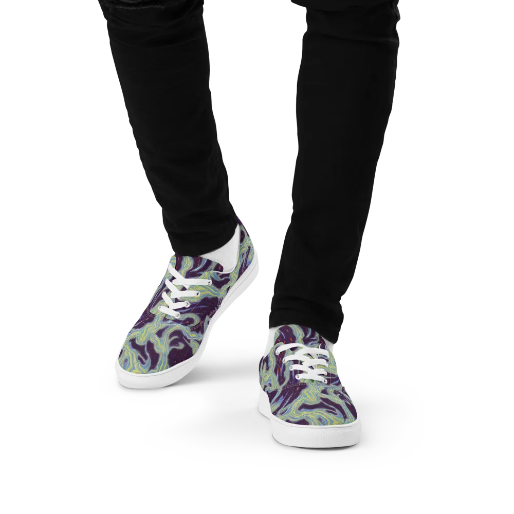 Celestial Tides on Men's Lace-Up Canvas Shoes — Front