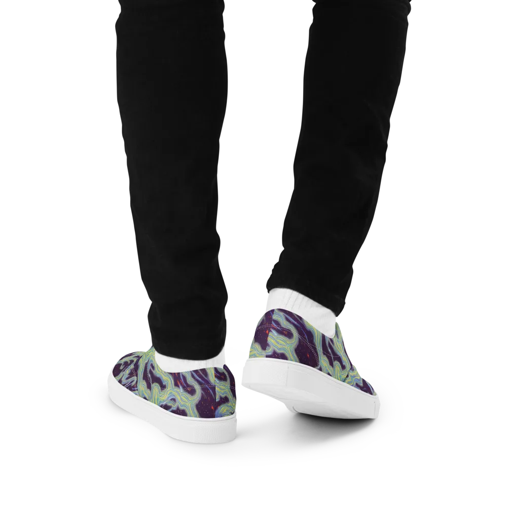 Celestial Tides on Men's Lace-Up Canvas Shoes — Back