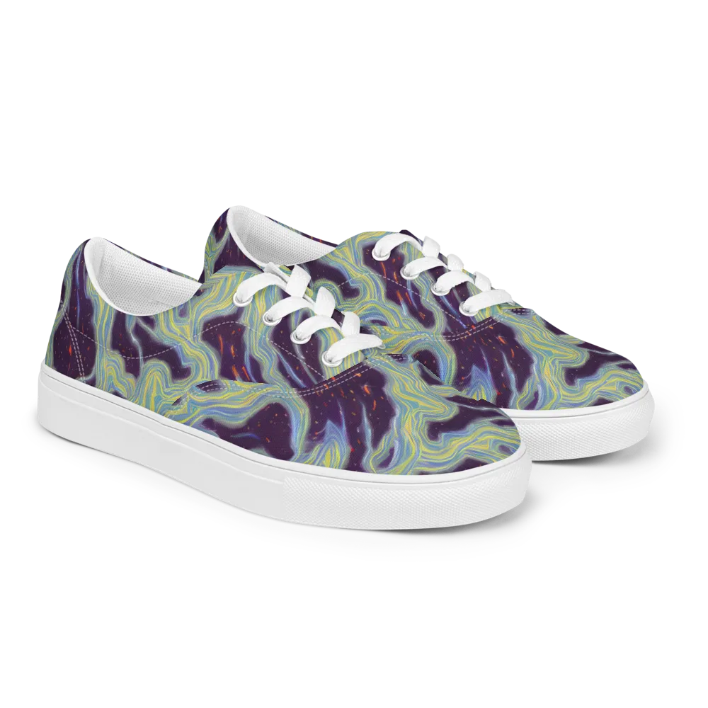 Celestial Tides on Men's Lace-Up Canvas Shoes — Right Front