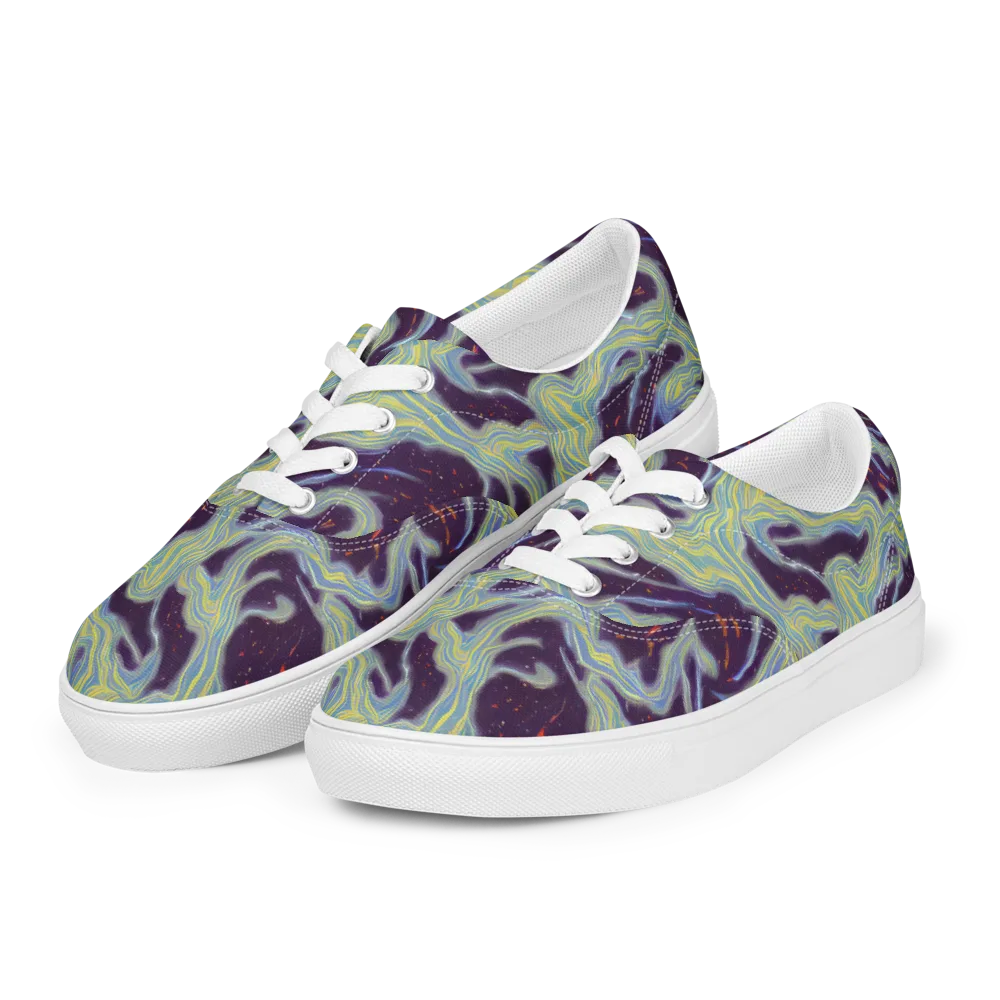 Celestial Tides on Men's Lace-Up Canvas Shoes — Left Front