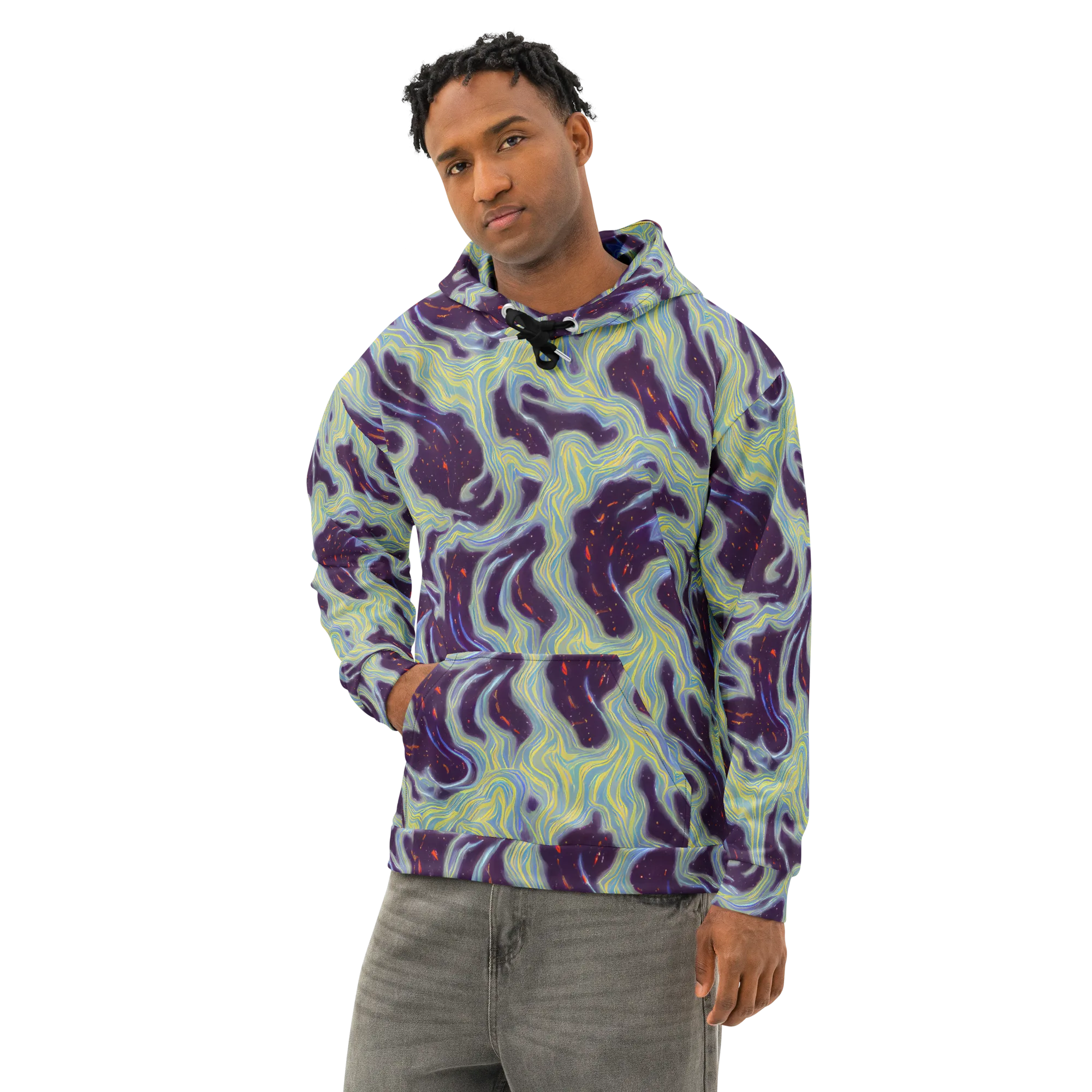 Celestial Tides on Cotton Hoodie — Left Front