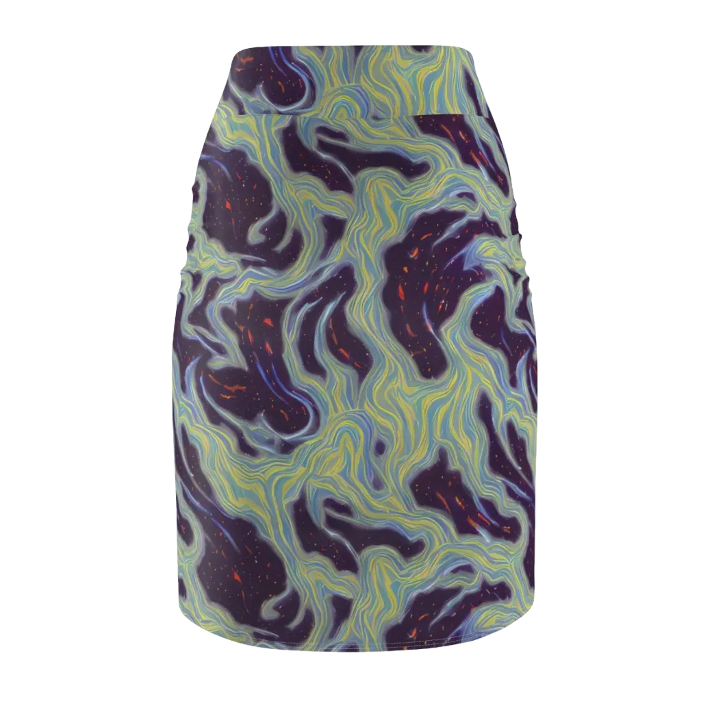 Celestial Tides on Pencil Skirt — Back