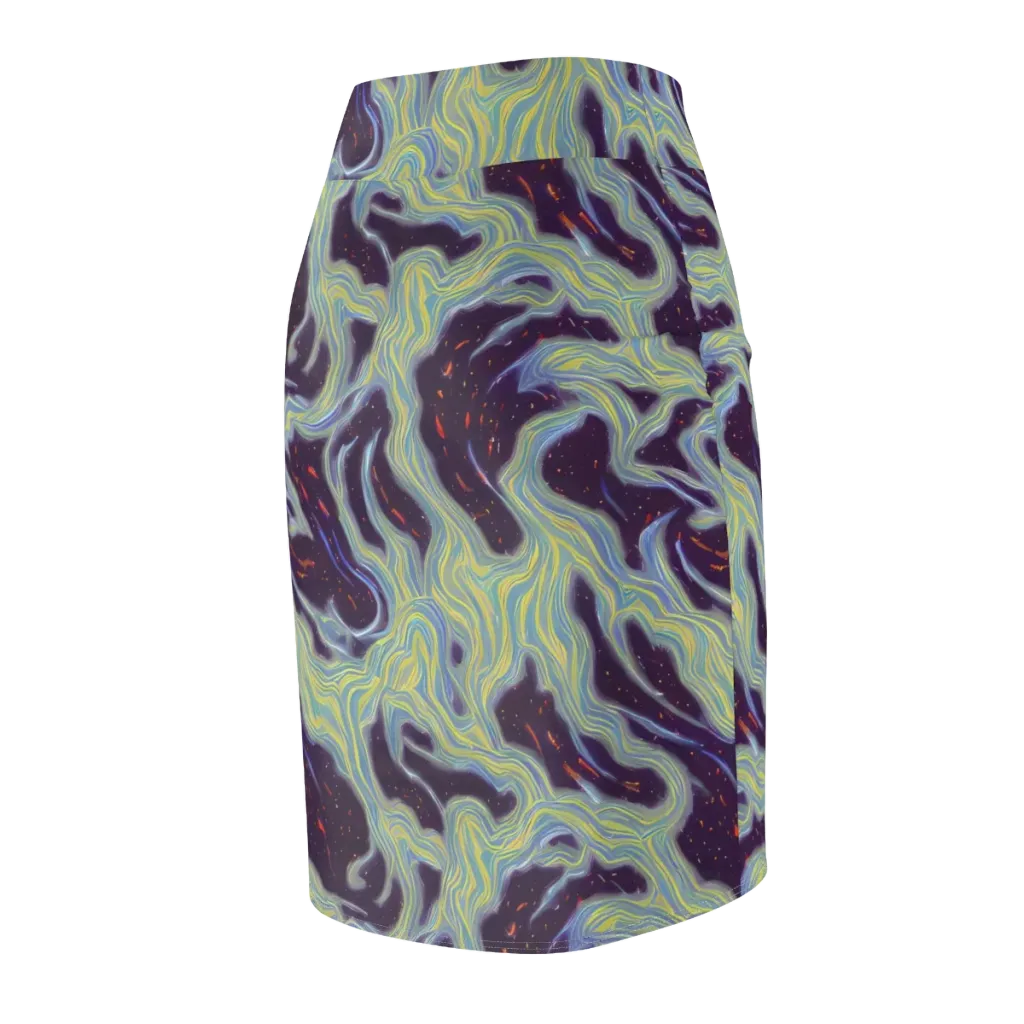 Celestial Tides on Pencil Skirt — Back Side