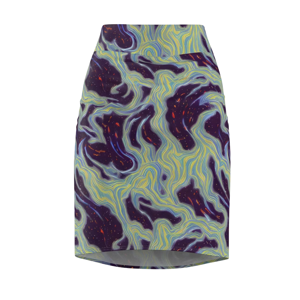 Celestial Tides on Pencil Skirt — Front