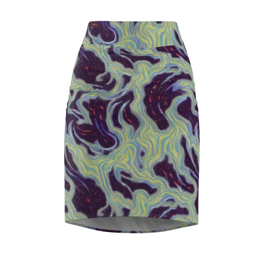 Celestial Tides on a Pencil Skirt