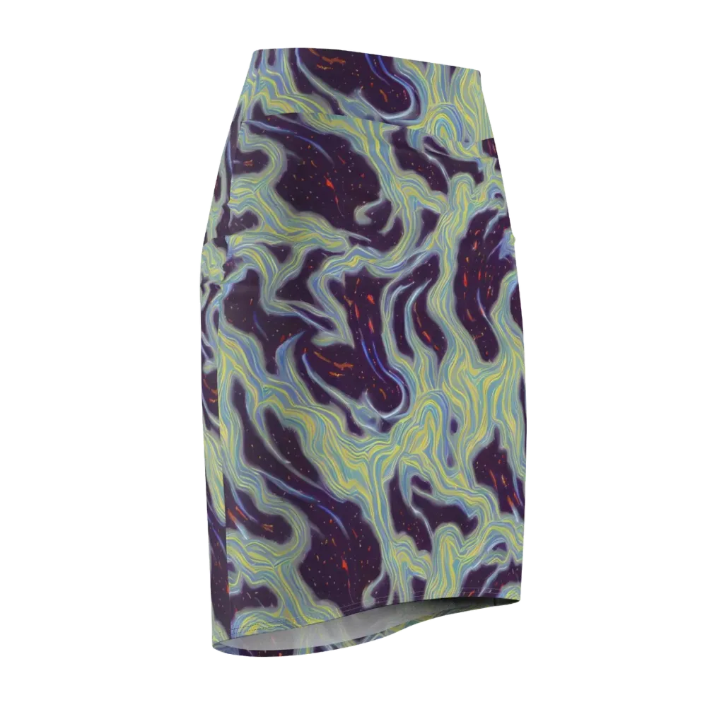Celestial Tides on Pencil Skirt — Front Side