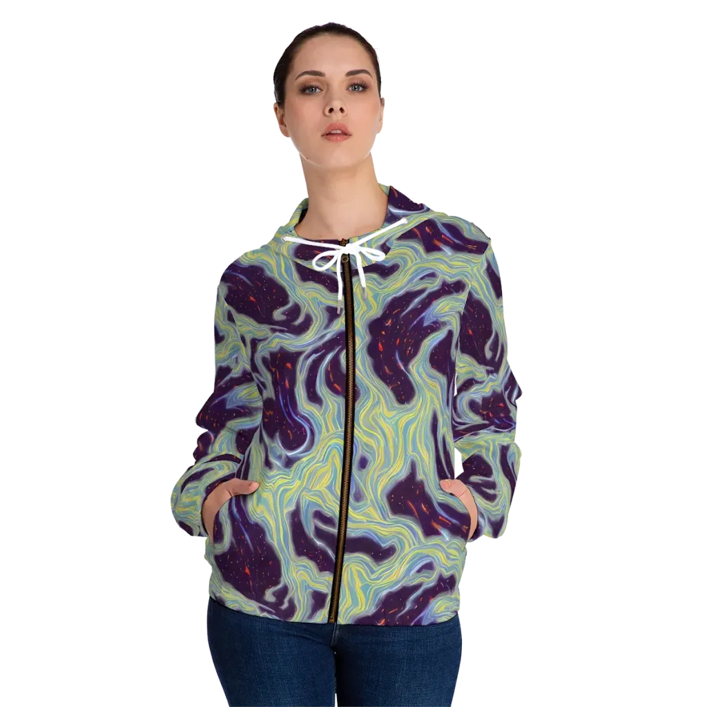 Celestial Tides on Women's Full-Zip Hoodie — Front On Person