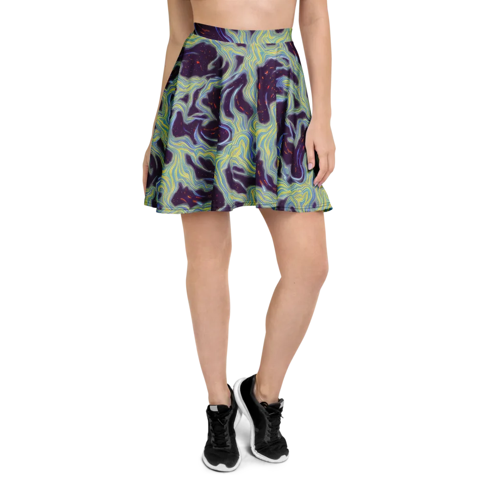 Celestial Tides on Skater Skirt — Front