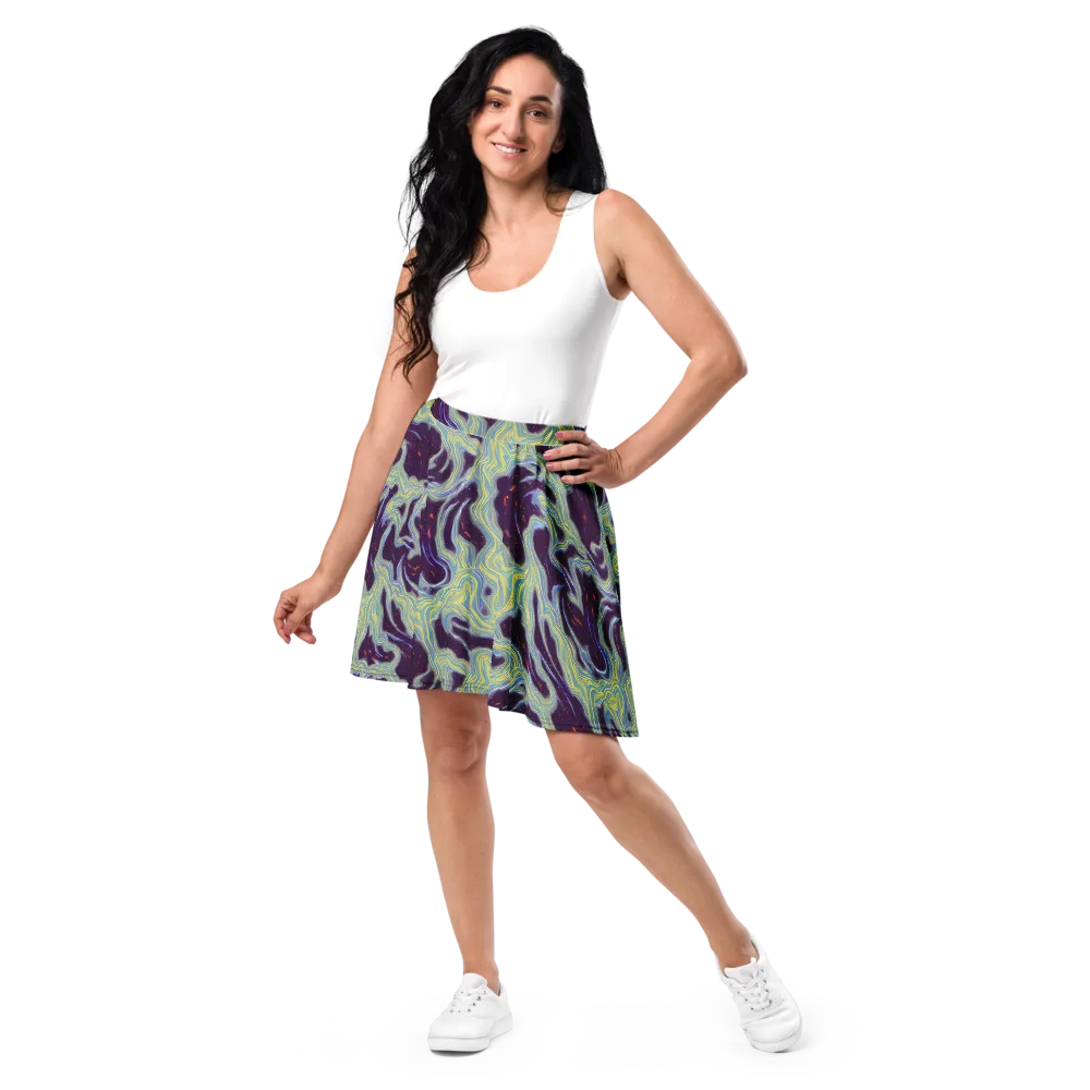 Celestial Tides on Skater Skirt — Front