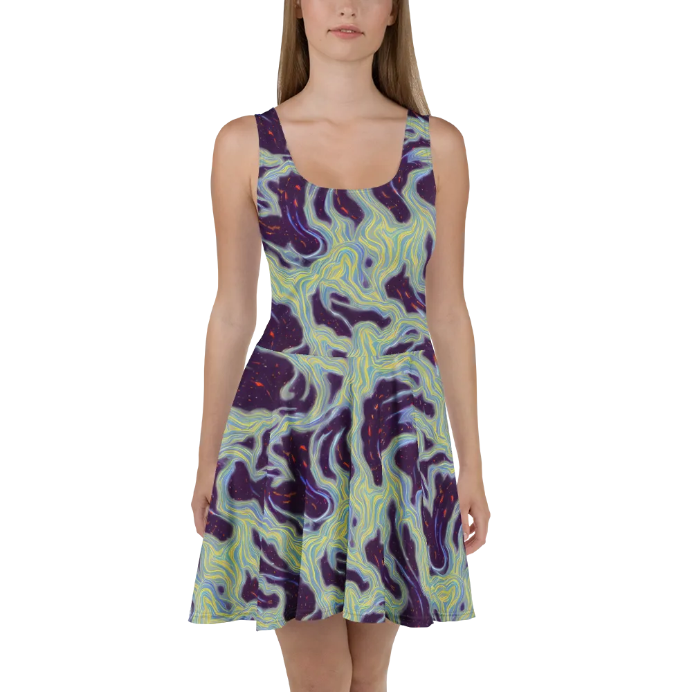 Celestial Tides on Skater Dress — Front
