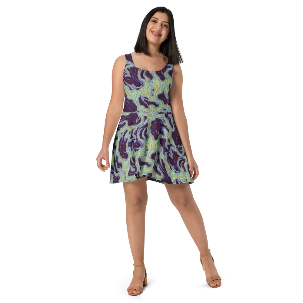Celestial Tides on Skater Dress — Front