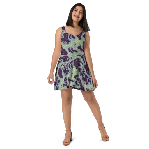 Celestial Tides on a Skater Dress
