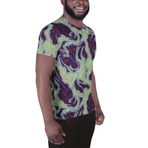 Celestial Tides on a Men's Athletic T-Shirt