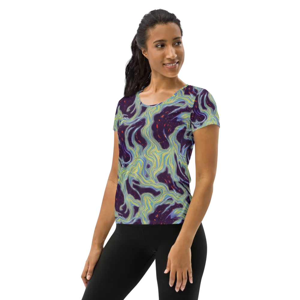 Celestial Tides on Women's Athletic T-Shirt — Left
