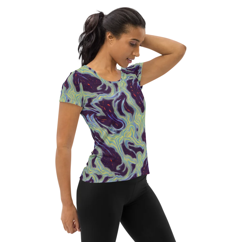 Celestial Tides on Women's Athletic T-Shirt — Right