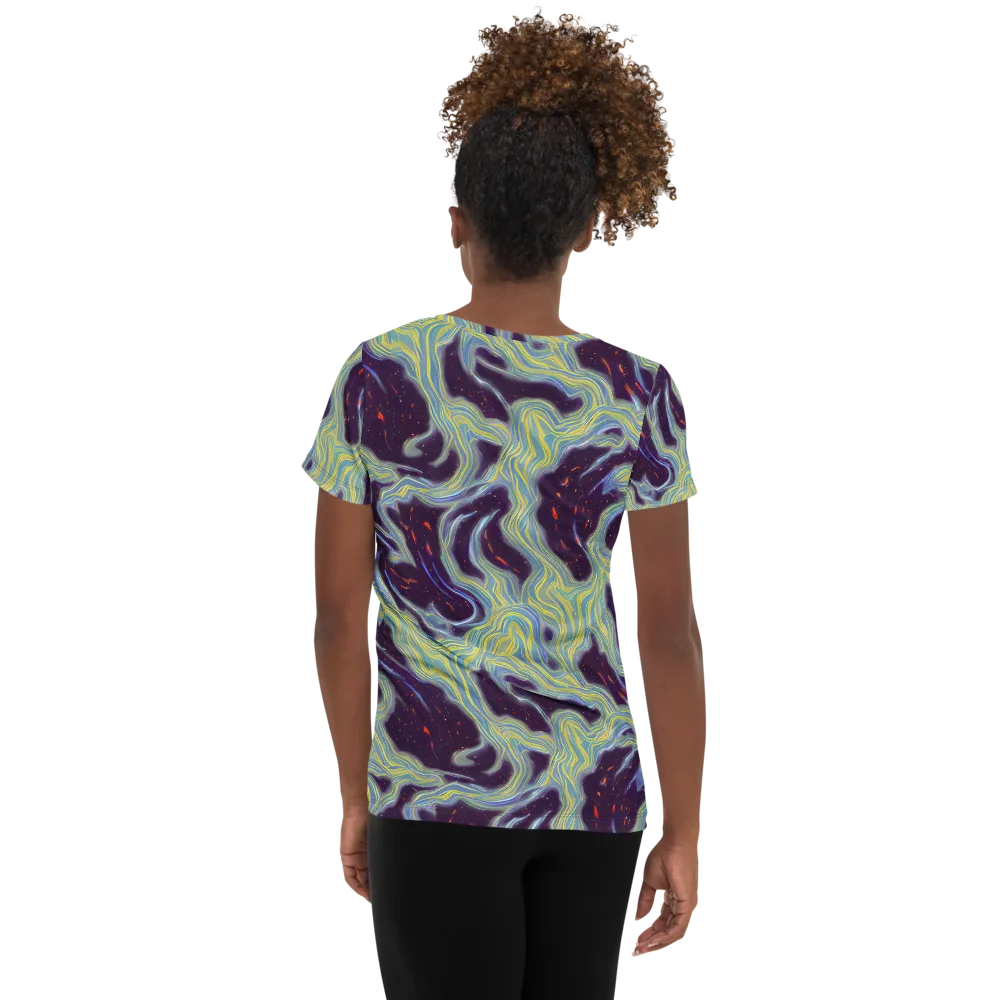 Celestial Tides on Women's Athletic T-Shirt — Back