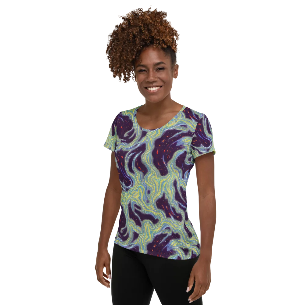 Celestial Tides on Women's Athletic T-Shirt — Left