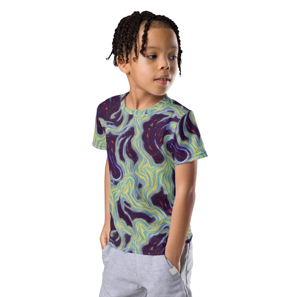Celestial Tides on Kids Crew Neck T-Shirt — Left Front