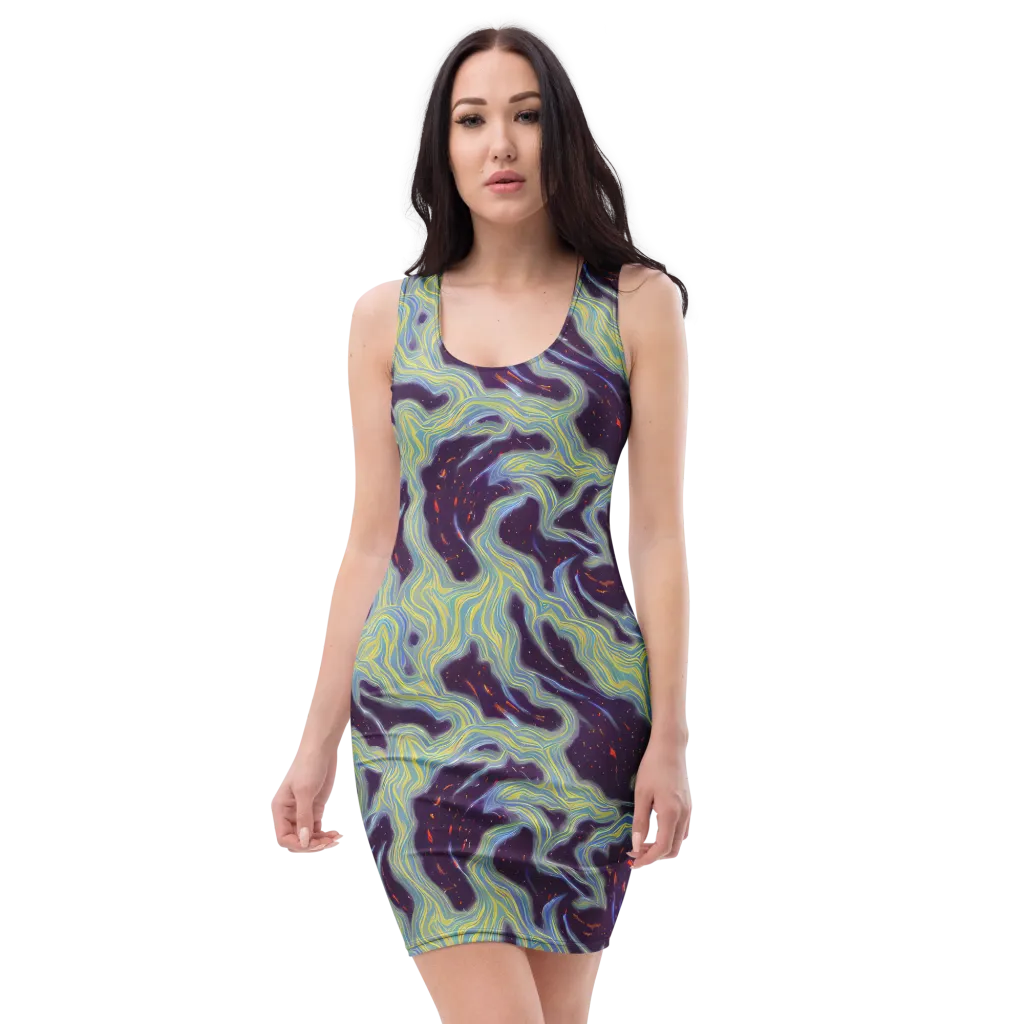 Celestial Tides on Bodycon Dress — Front