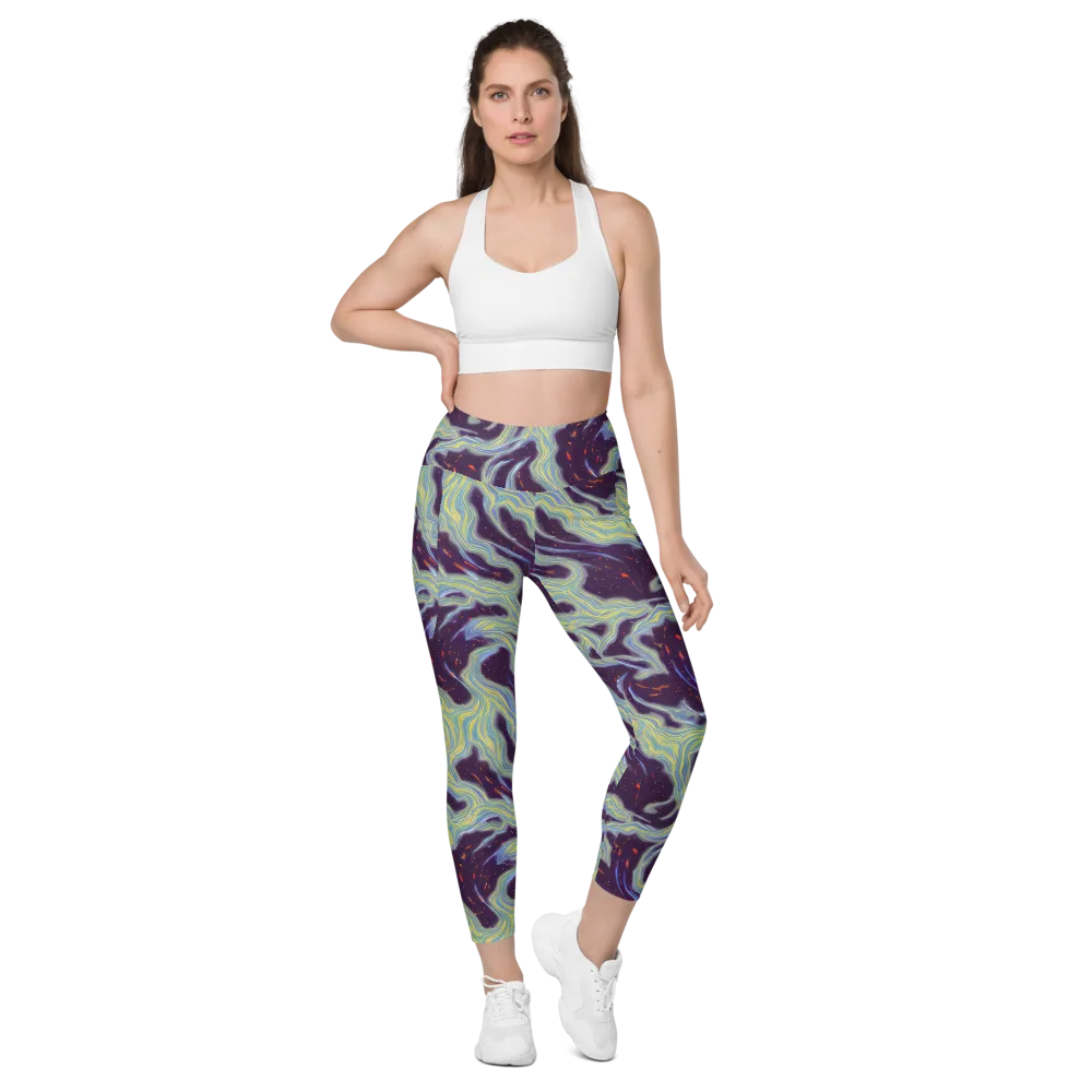 Celestial Tides on Leggings with Pockets — Front