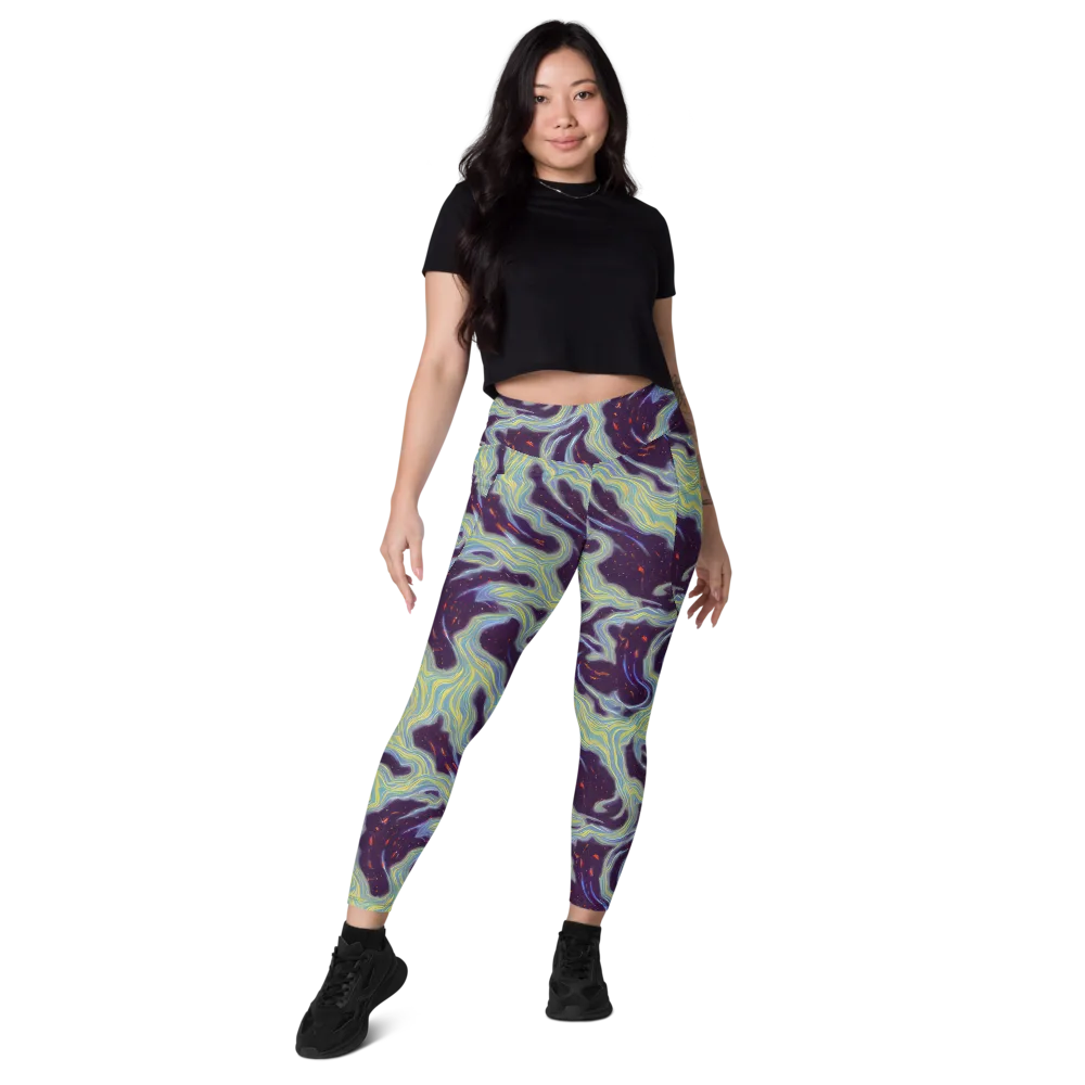 Celestial Tides on Leggings with Pockets — Front