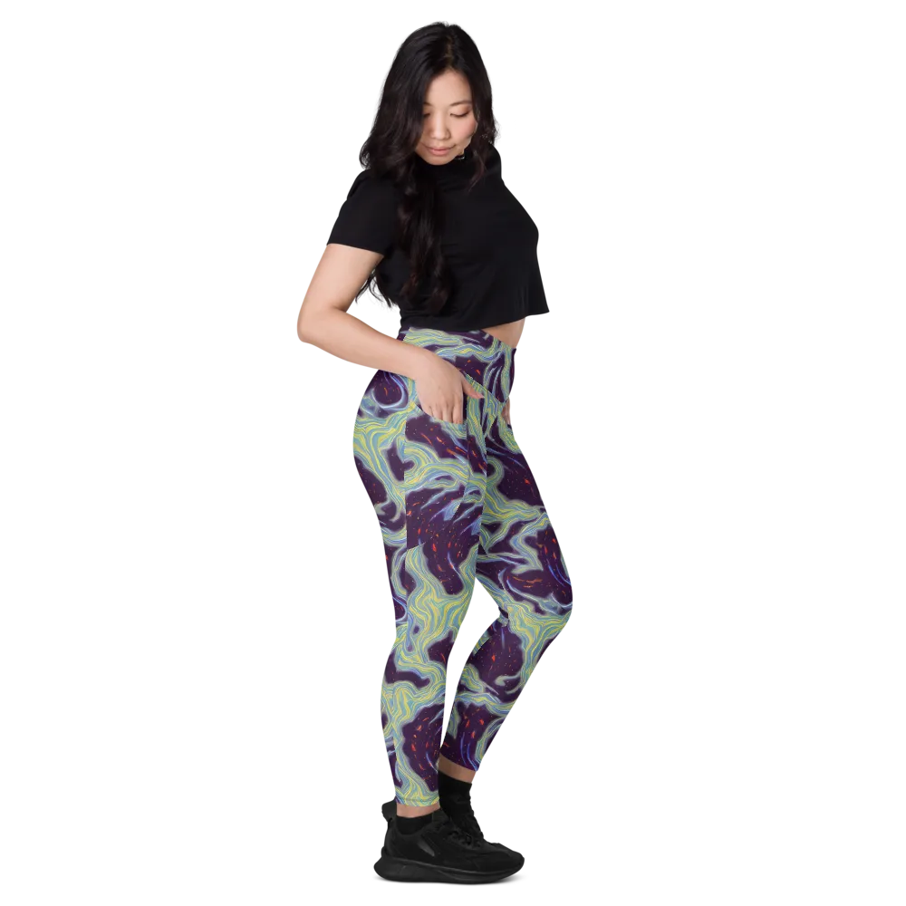 Celestial Tides on Leggings with Pockets — Right