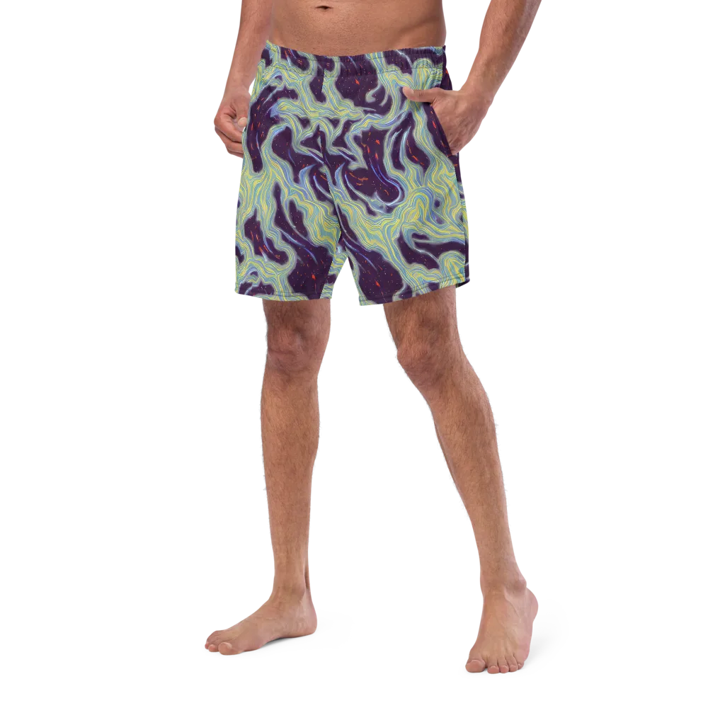 Celestial Tides on Swim Trunks — Left Front