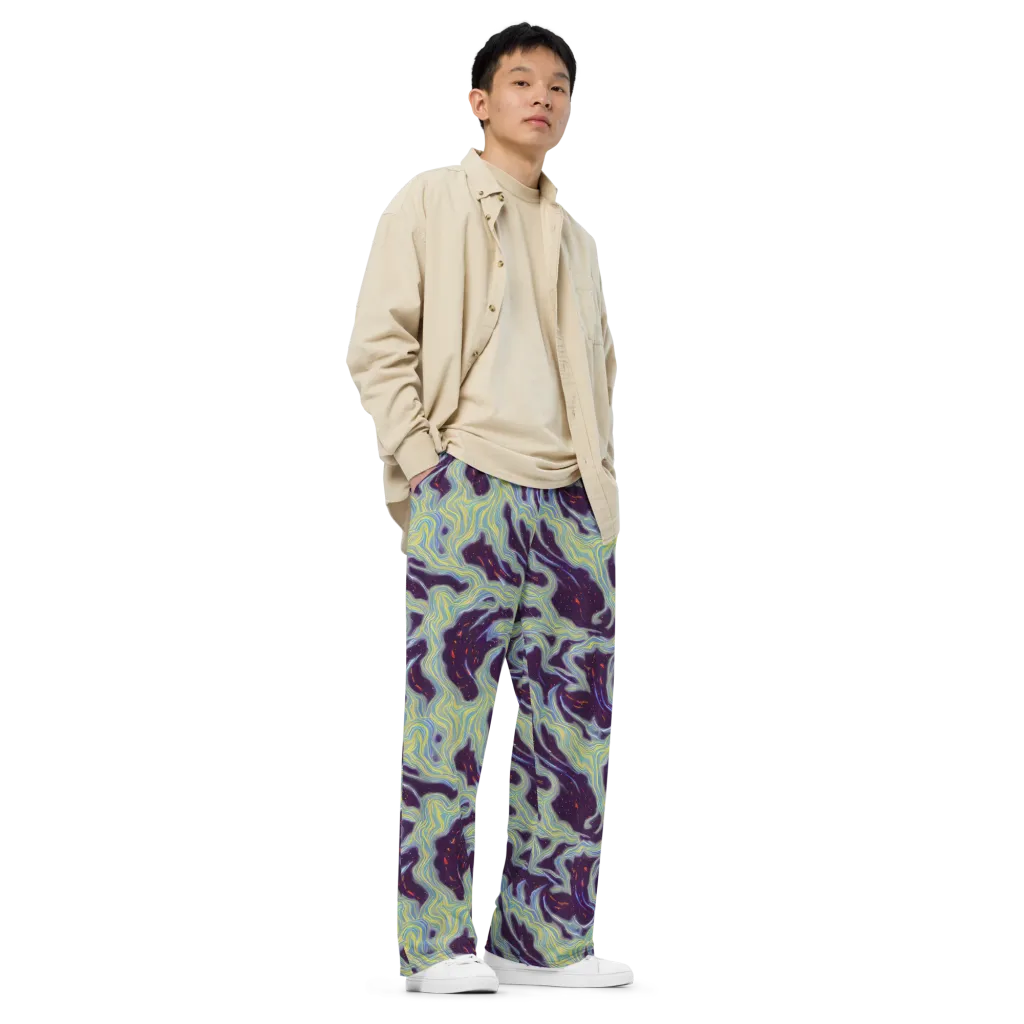 Celestial Tides on Wide-Leg Pants — Right Front