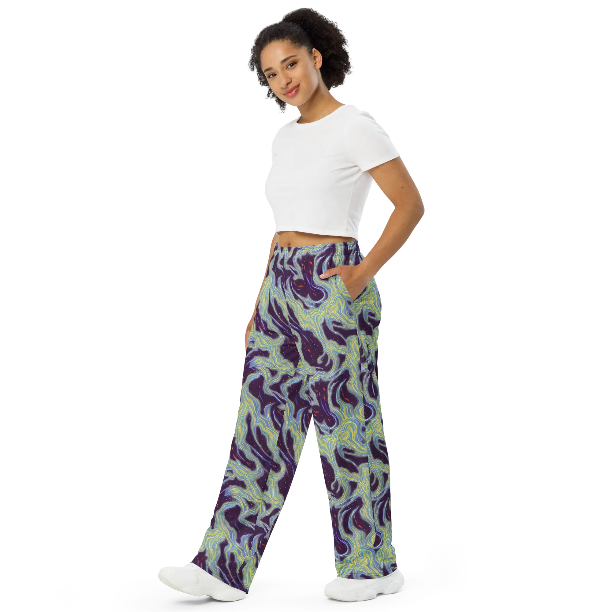 Celestial Tides on Wide-Leg Pants — Left Front