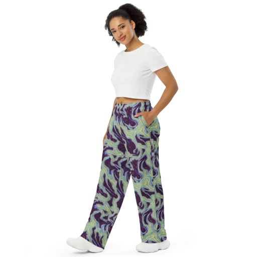 Celestial Tides on a Wide-Leg Pants