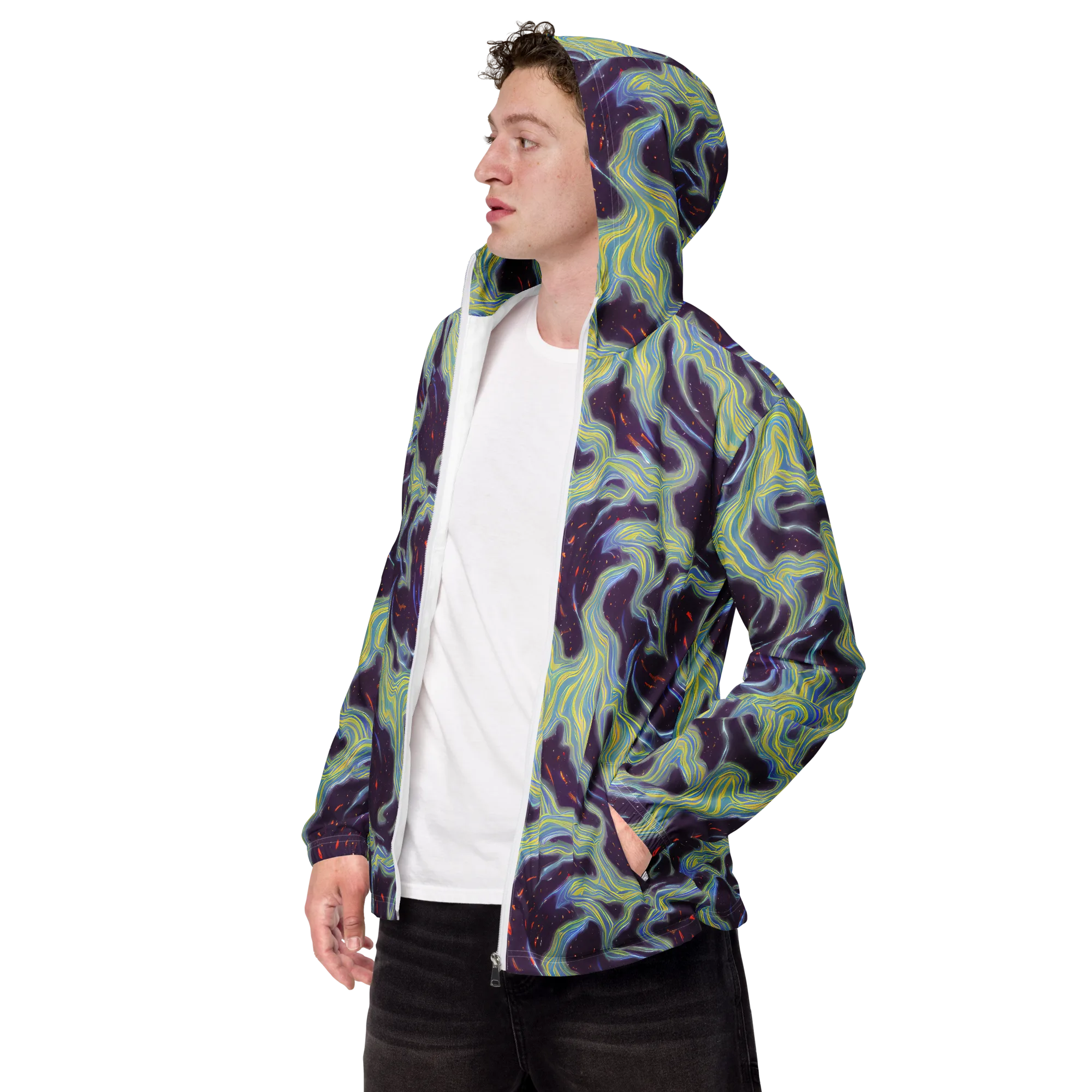 Celestial Tides on Men's Windbreaker — Left Front