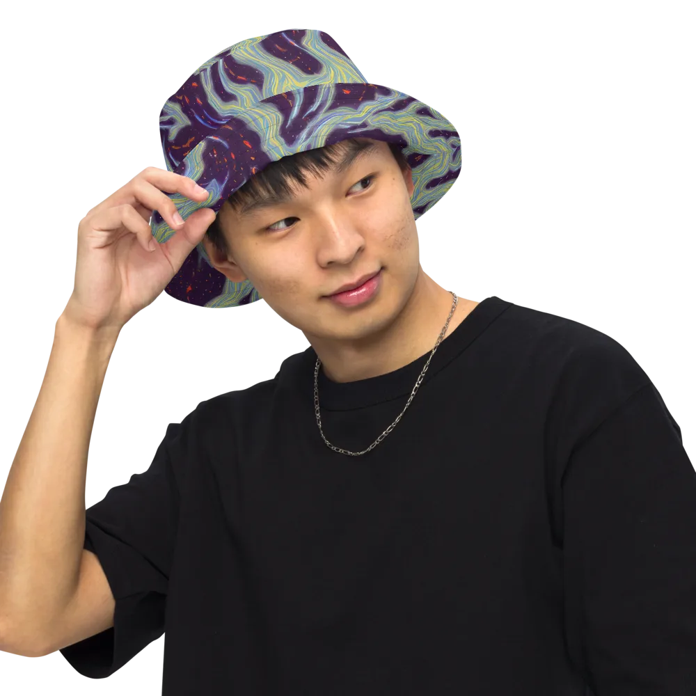 Celestial Tides on Reversible Bucket Hat — Front Inside
